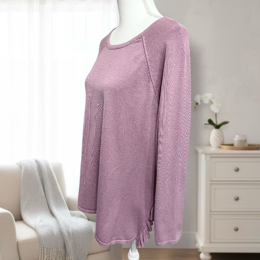 Avenue Mauve Pink Ruffle Sweater Sz 2X - Picture 10 of 10